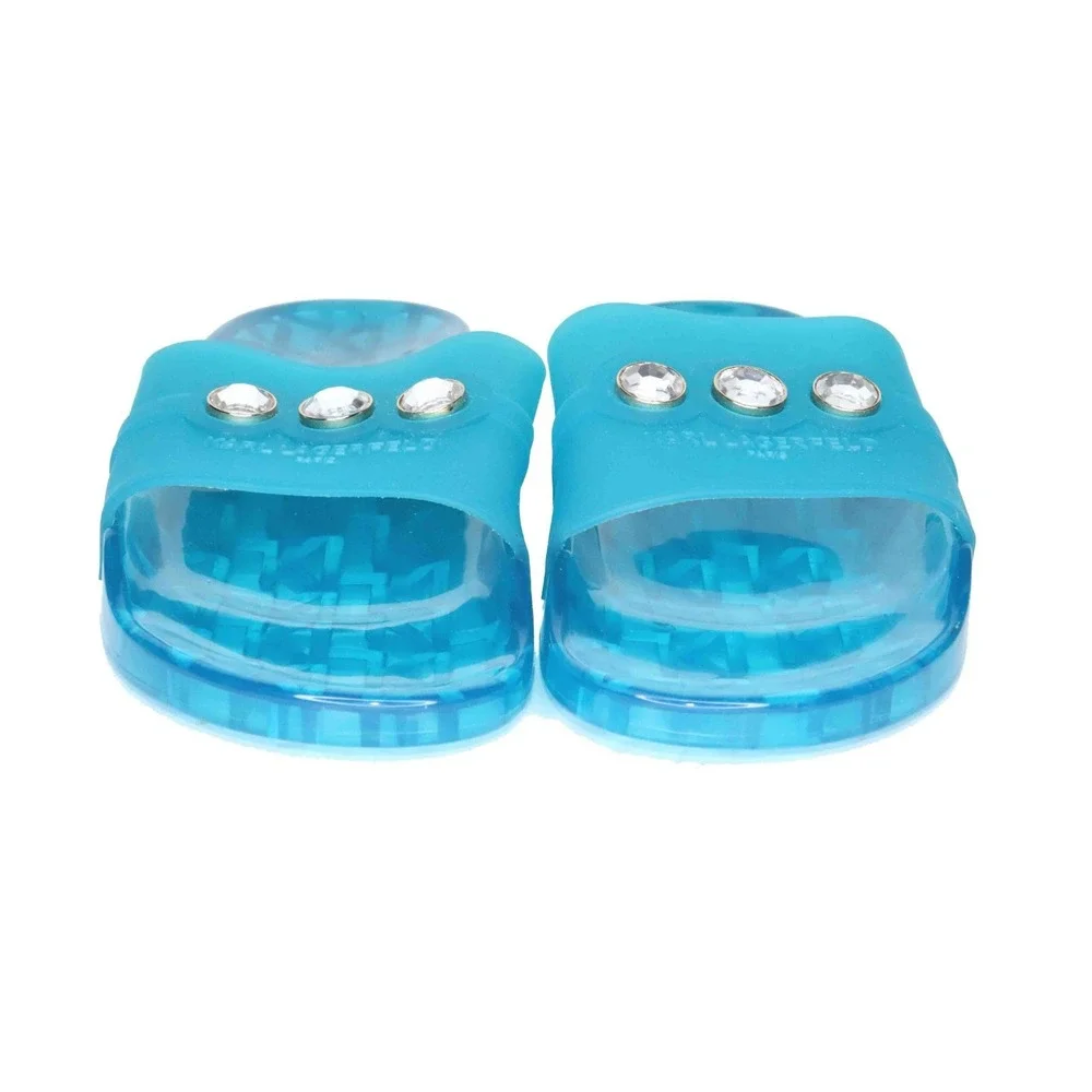 Karl Lagerfeld Blue Toni Designer Pool Sandals Diamond Comfort Slides Womens‎ 7 - Picture 5 of 8
